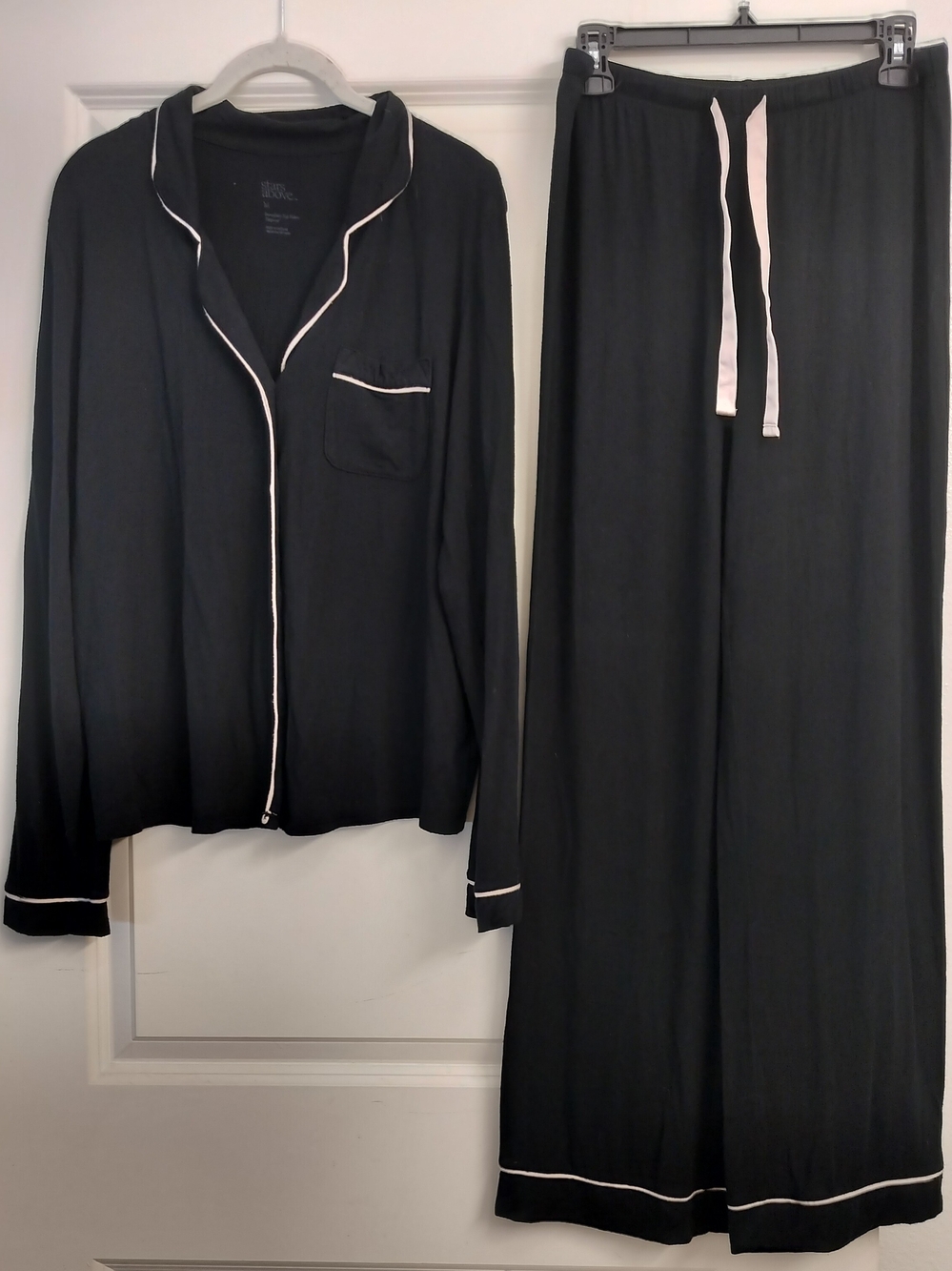 Stars Above Beautifully Soft Pajama Set Black With Cream Contrast